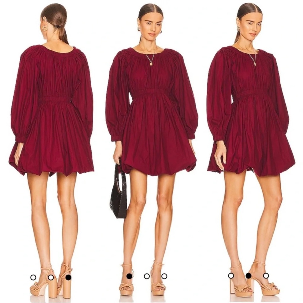 NWT Ulla Johnson Dress Martine Bubble Mini in Bordeaux Burgundy